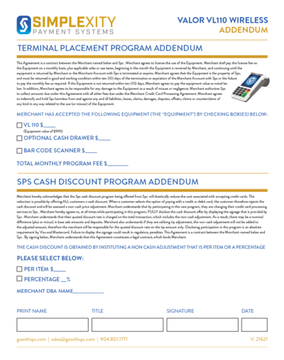 Valor VL110 Addendum